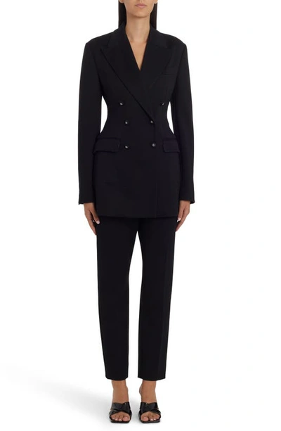 Shop Dolce & Gabbana Double Breasted Jersey Blazer In Black