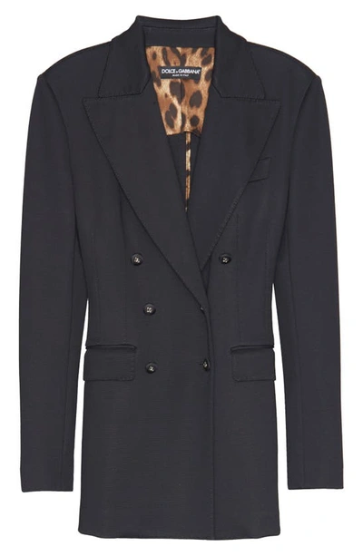 Shop Dolce & Gabbana Double Breasted Jersey Blazer In Black