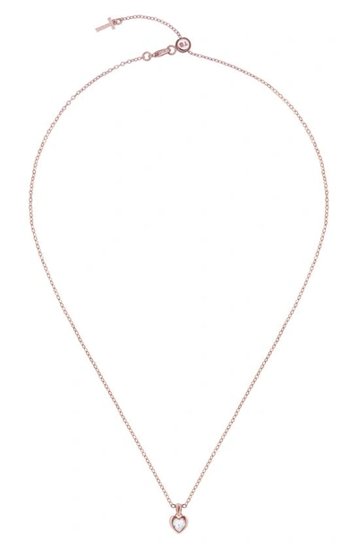 Shop Ted Baker Hannela Crystal Heart Pendant Necklace In Rose Gold/ Crystal