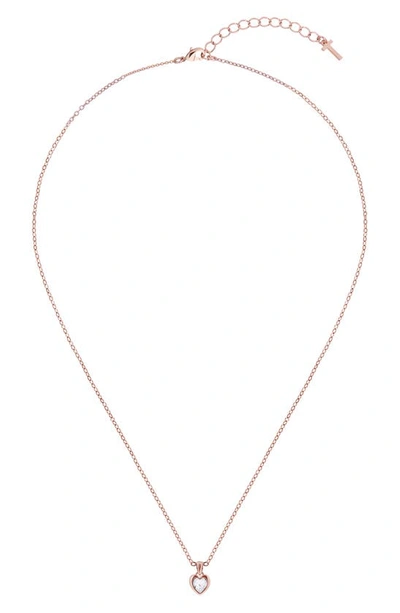 Shop Ted Baker Hannela Crystal Heart Pendant Necklace In Rose Gold/ Crystal