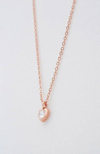 Shop Ted Baker Hannela Crystal Heart Pendant Necklace In Rose Gold/ Crystal