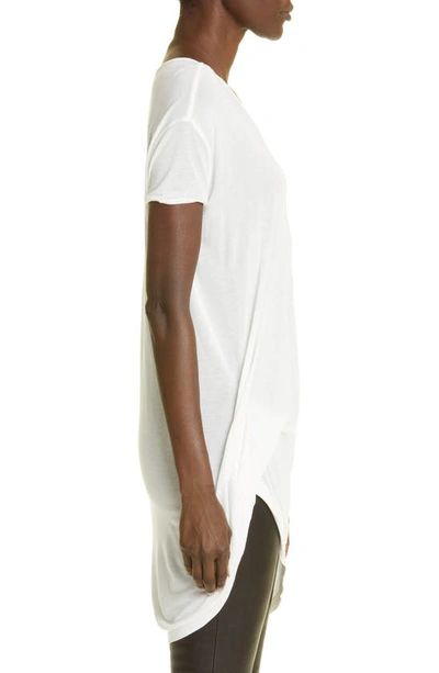 Shop Rick Owens Hiked Asymmetric Drape Detail T-shirt In Milk