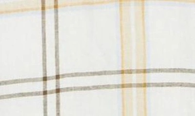 Nordstrom Family Moments Trim Fit Plaid Short Sleeve Linen Blend Button-down Shirt In Ivory Cloud Louis Plaid
