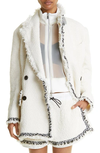 Sacai Oversized Double-breasted Tweed Jacket In White ModeSens