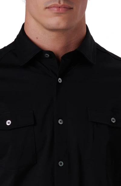 Bugatchi Men's Ooohcotton Short-sleeve Shirt With Chest Pockets In Black