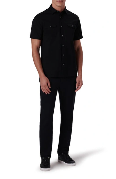 Shop Bugatchi Ooohcotton® Short Sleeve Button-up Shirt In Black