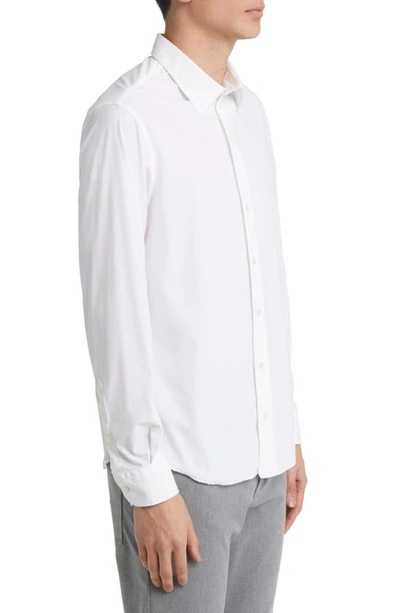 Shop Emporio Armani Solid Stretch Button-up Shirt In White
