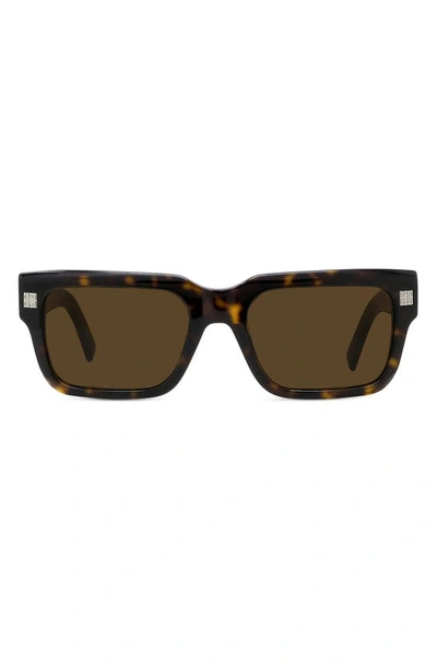 Shop Givenchy Gv Day 53mm Square Sunglasses In Dark Havana / Roviex