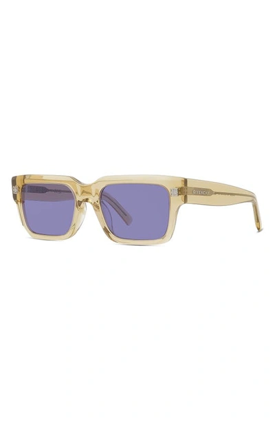 Shop Givenchy Gv Day 53mm Square Sunglasses In Shiny Light Brown / Violet