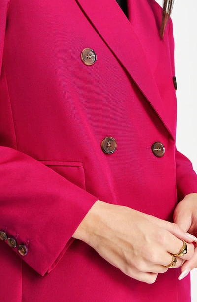Shop Asos Design Double Breasted Suit Blazer In Bright Pink