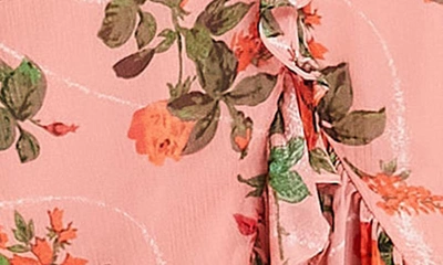 Asos Design Floral Ruffle Long Sleeve Maxi Dress In Pink