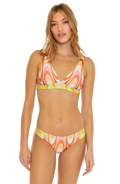 Shop Becca Whirlpool Adela Reversible Bikini Bottoms In Orange/ Yellow Multi