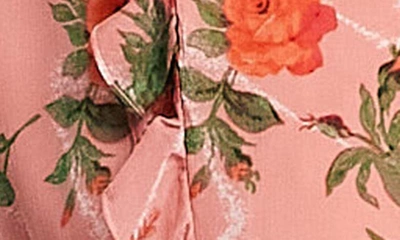 Shop Asos Design Curve Rose Print Long Sleeve Midi Dress In Pink