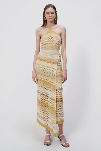 Shop Jonathan Simkhai Katarina Macrame Midi Dress In Marigold Multi