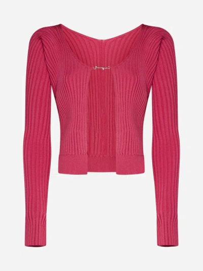 Shop Jacquemus Pralu Viscose-blend Cardigan In Pink