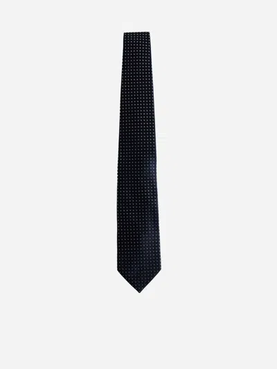 Shop D4.0 Jacquard Silk Tie In Dark Blue