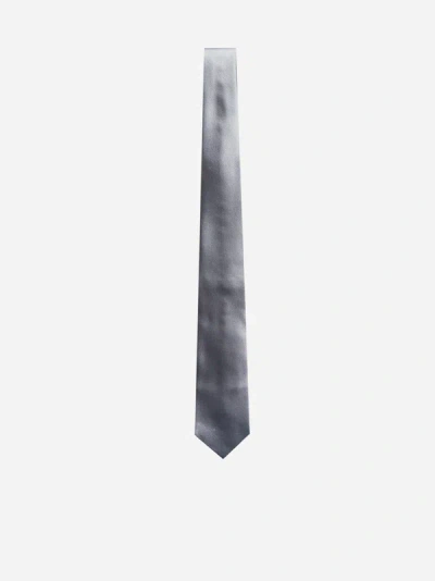 Shop D4.0 Silk Tie In Grey