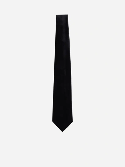 Shop D4.0 Silk Satin Tie In Black