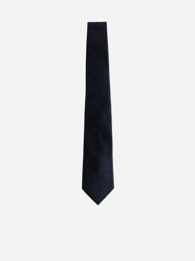 Shop D4.0 Jacquard Silk Tie In Dark Blue