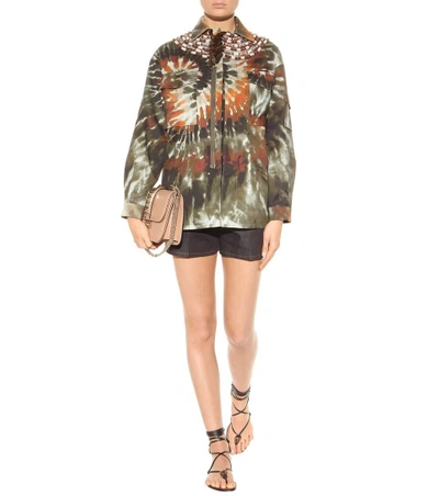Shop Valentino Embellished Printed Cotton Jacket In Multicoloured