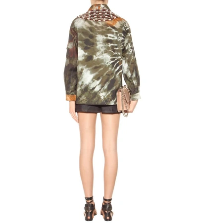 Shop Valentino Embellished Printed Cotton Jacket In Multicoloured