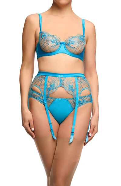 Shop Dita Von Teese Julies Roses Underwire Balconette Bra In Butterfly Blue