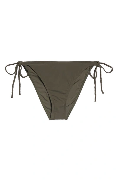 Shop Totême Braided Side Tie Bikini Bottoms In Dark Green