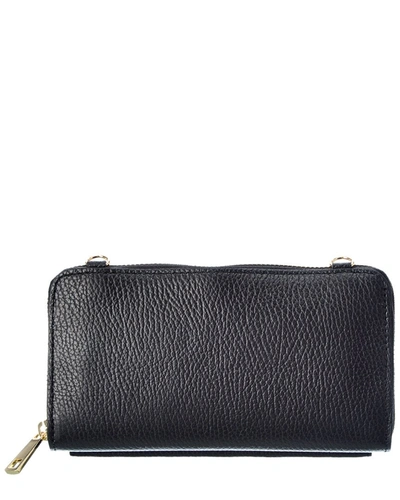 Shop Persaman New York Corinne Leather Wallet On Strap In Black