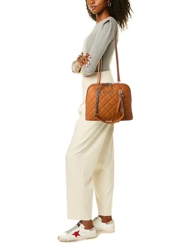 Shop Persaman New York Fosette Quilted Leather Tote In Brown