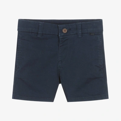 Shop Mayoral Boys Blue Cotton Chino Shorts