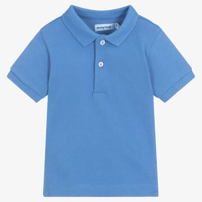 Shop Mayoral Boys Blue Cotton Polo Shirt