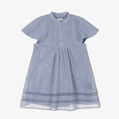 Shop Zadig & Voltaire Girls Blue & Silver Cotton Dress