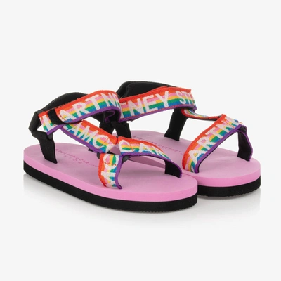Shop Stella Mccartney Girls Pink Rainbow Logo Sandals