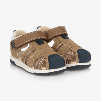 Shop Mayoral Baby Boys Brown Leather Velcro Sandals