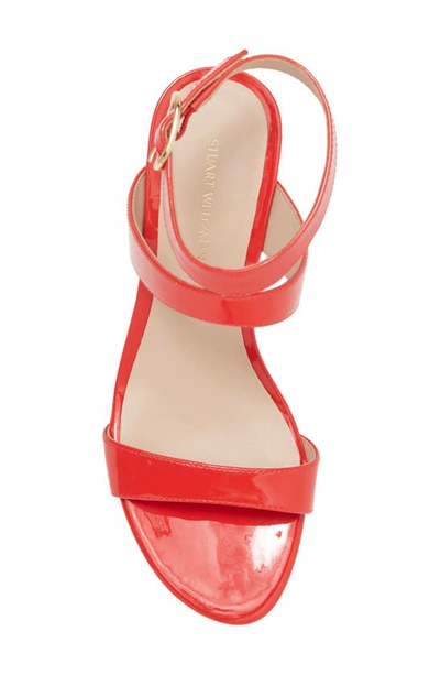 Shop Stuart Weitzman Avenue Strap 75 Wedge Sandal In Red Coral