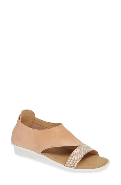 Shop Sesto Meucci Everly Shield Sandal In Pale Pink Print Leather