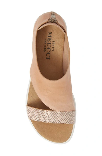 Shop Sesto Meucci Everly Shield Sandal In Pale Pink Print Leather