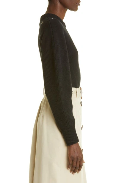 Alexander Mcqueen Rivet Yoke Wool Sweater In Black