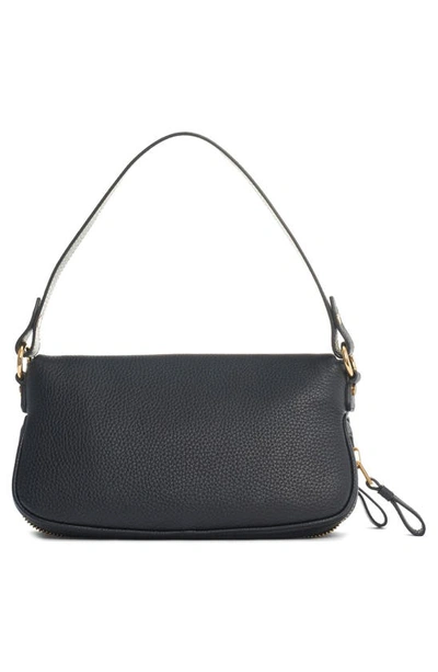 Shop Tom Ford East/west Calfskin Leather Shoulder Bag In Black
