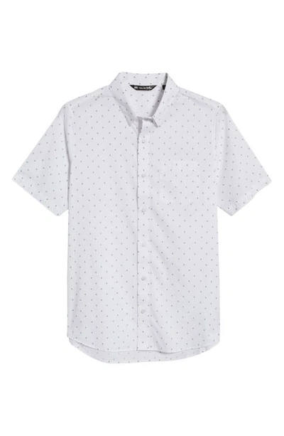 Shop Travismathew Better Not Diamond Print Short Sleeve Button-up Shirt In White