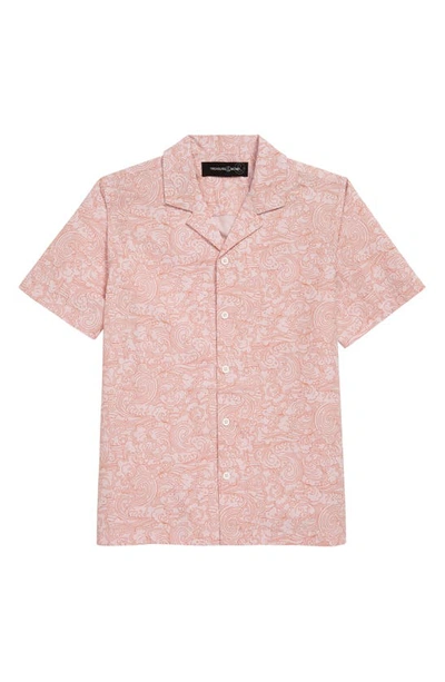 Shop Treasure & Bond Kids' Button-up Camp Shirt In Pink Windsome Wave Linework