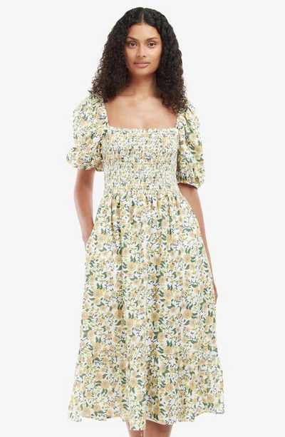 Shop Barbour Bloomfield Floral Midi Dress In Multi Sunflower