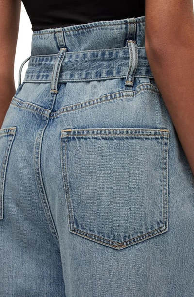 Shop Allsaints Sammy Paperbag Waist Straight Leg Jeans In Mid Indigo Blue