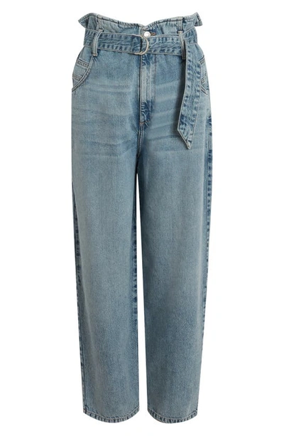 Shop Allsaints Sammy Paperbag Waist Straight Leg Jeans In Mid Indigo Blue