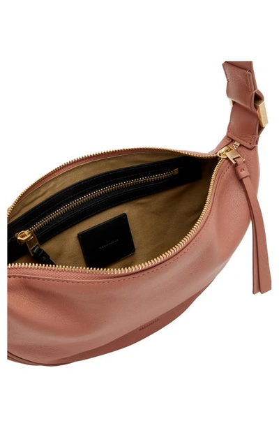 Shop Allsaints Half Moon Leather Crossbody Bag In Sepia Brown