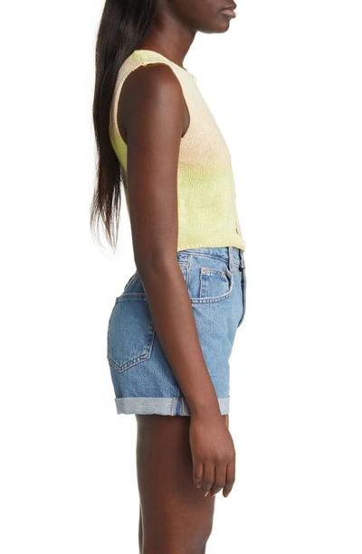 Shop Pacsun Sunny Sleeveless Button-up Knit Tank In Lime Combo
