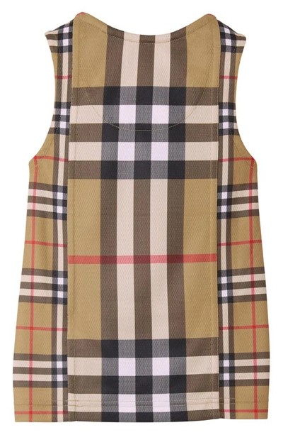 Shop Burberry Martie Check Mesh Tank In Archive Beige Ip Chk