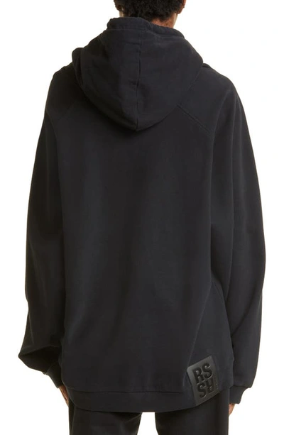 Shop Raf Simons Embroidered 'r' Oversize Hoodie In Black-orange 9935