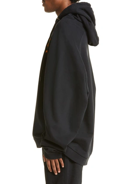 Shop Raf Simons Embroidered 'r' Oversize Hoodie In Black-orange 9935