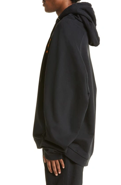 Raf Simons Monogram-print Hoodie In Black-orange 9935